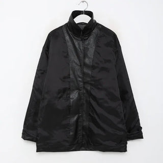 Faux leather mid-length coat