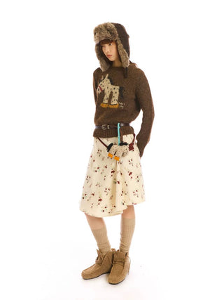 [NeverSeez] Pony Pattern Crew Neck Sweater