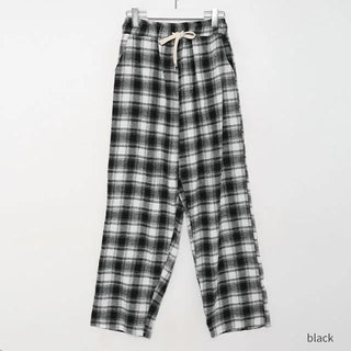Checked wide easy pants