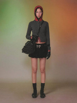 [Moromoro2] Contrast Striped Layered Knit  Sweater