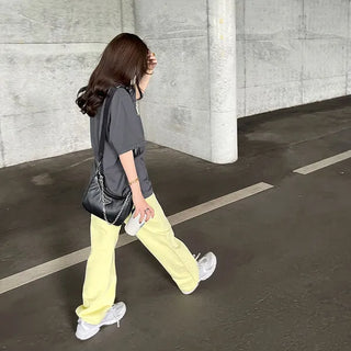 Colored straight denim pants