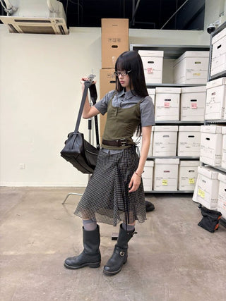 [NeverSeez] Ribbed Button-Front Cami Top