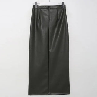 Leather maxi slit skirt