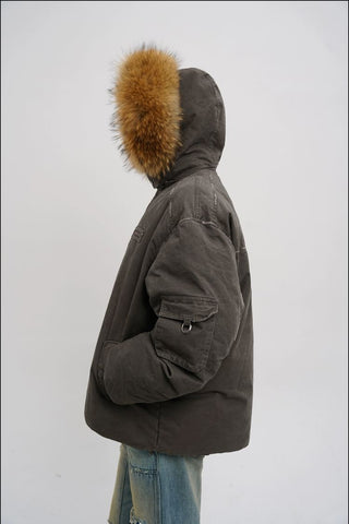 [MASONPRINCE] Fur-Collar Padded Parka Jacket