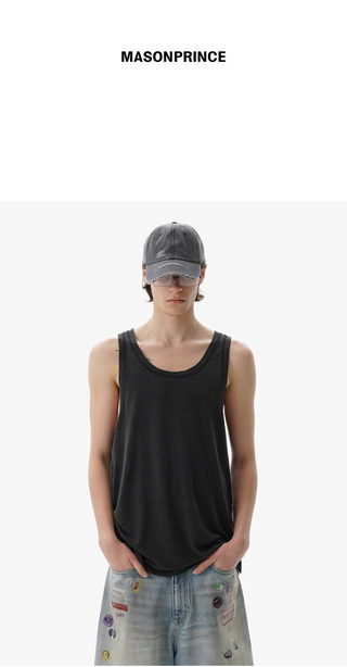 [MASONPRINCE] Washed Ribbed  Sleeveless Top