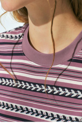 [Monterest] Cotton Totem Stripe Embroidered Tee