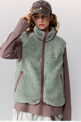 [Monterest] Reversible Fleece Stand Collar Vest