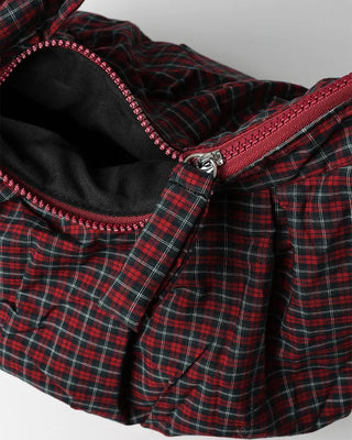 Checked Shirring Shoulder Bag