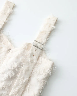 (ORIGINAL) Heart Neck Feather Jumpsuit