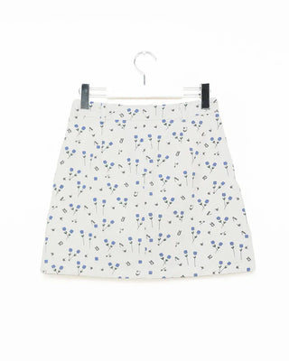 Flower pattern cotton mini skirt