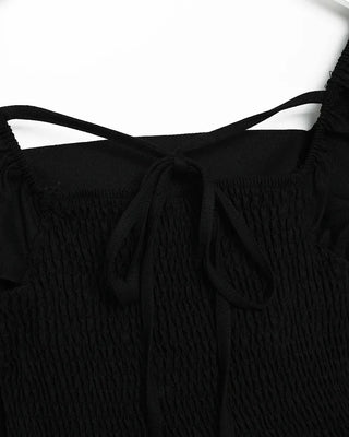 Frilled square neck shirred blouse