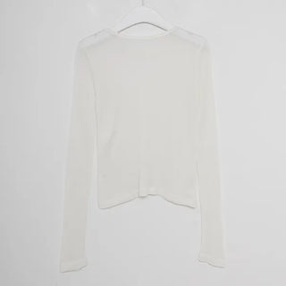 Round neck sheer long T-shirt