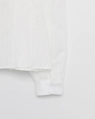 Square drawneck dobby stripe blouse