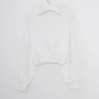 Off-shoulder cropped sweatshirt
