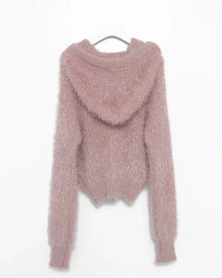 Hairy Knit Drop Shoulder Hoodie