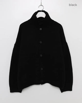 Polo collar multi-knit cardigan