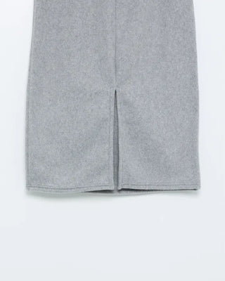 Elastic waist fleece long skirt