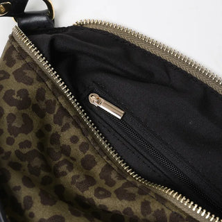 Leopard suede shoulder bag