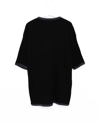 Henley neck waffle knit top