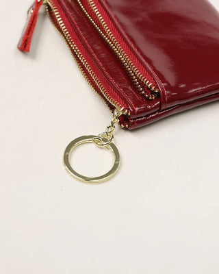 Double Zip Leather Mini Wallet
