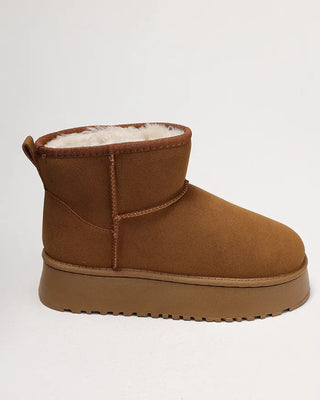 Inner fleece ankle-cut high-sole sheepskin boots