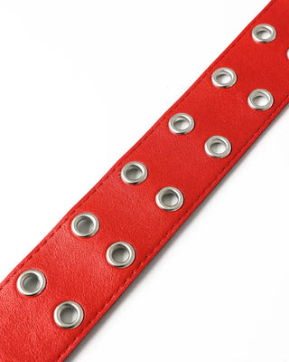Double eyelet leather belt