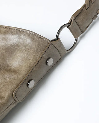 Ethnic Keyring Set One-Shoulder Leather Tote Bag