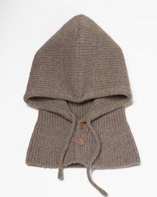 Neck Button Rib Knit Balaclava