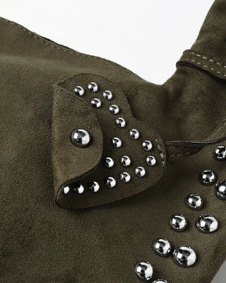 Suede studded shoulder bag