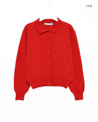 Colored neck knit cardigan