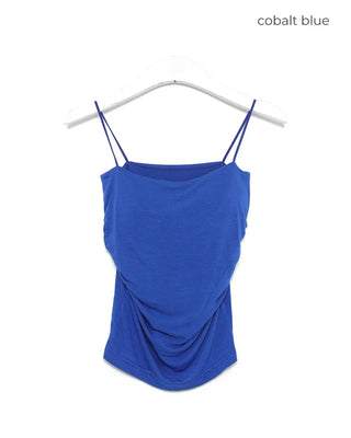 Side-shirred cap camisole