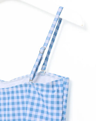 Gingham check one-piece swimwear