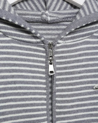 Striped Loose Fit Knit Hooded Parka