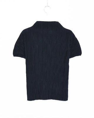 High-neck pleated blouse