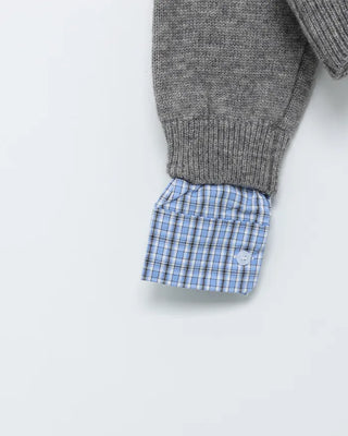 Check shirt layered knit detail