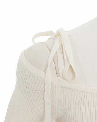 Asymmetrical Ribbon One-Shoulder Knit