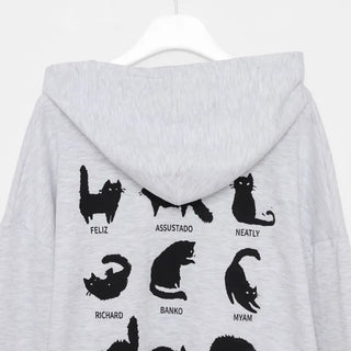 Cat back print hooded sweatshirt