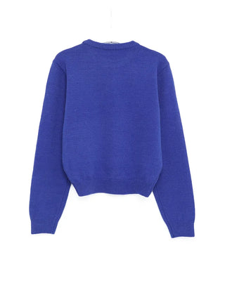 Round neck semi-cropped fine-gauge knit