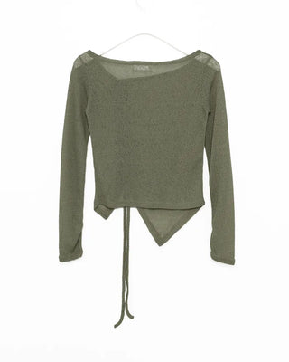 Side-shirred off-shoulder knit