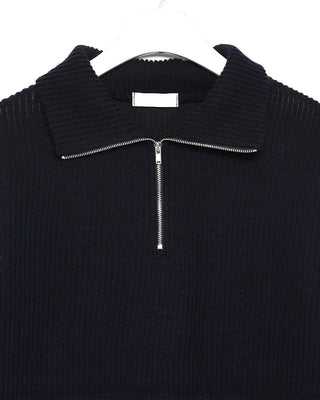Brushed Overfit Half Knit Zip
