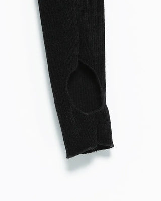 Open-heel ribbed knee-high socks layered pants