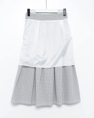 Checked pleated midi skirt