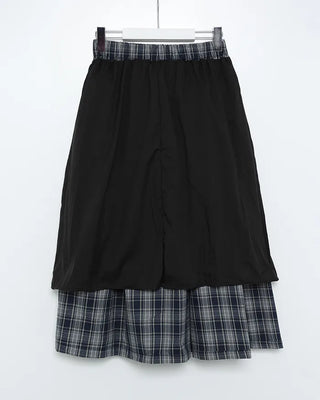Checked pocket banded long skirt