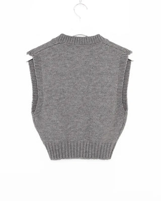 V-neck cropped knit vest
