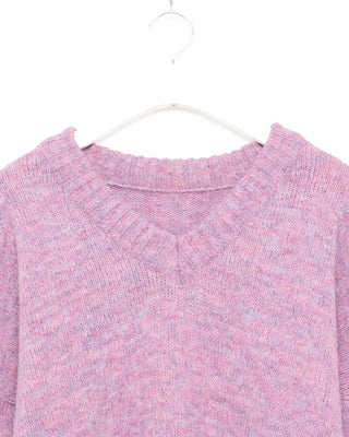 Colorful V-neck loose-fit knit