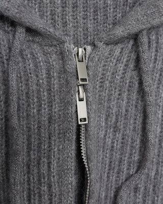 (Unisex) Rib-Knit Zip-Up Hoodie