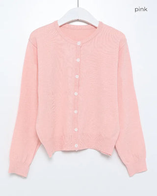 Round neck knit cardigan