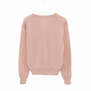 Linen blend round neck cardigan