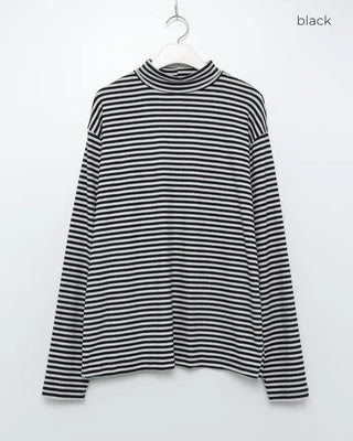 Turtleneck striped long-sleeve T-shirt