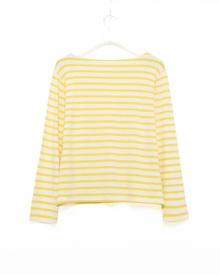 Soft boat neck striped long-sleeve T-shirt